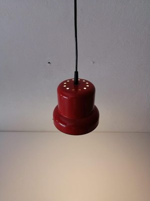 Small Red Metal Poker Pendant Lamp by Jo Hammerborg for Fog and Mørup, Denmark, 1970s-RDS-1148023