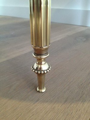 Small Round Solid Brass Occasionable Table with Marble Top, 1960s-BA-658630