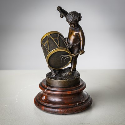 Small Sculpture of a Drumming Child, Late 19th Century, Bronze-VEI-2021313