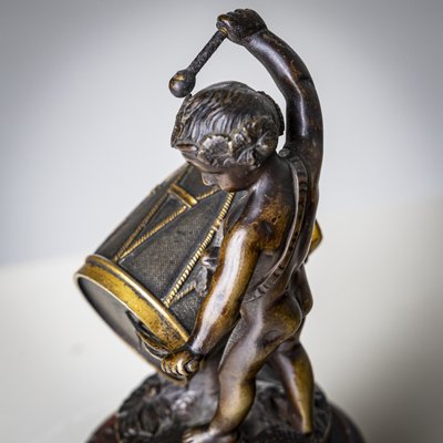 Small Sculpture of a Drumming Child, Late 19th Century, Bronze-VEI-2021313