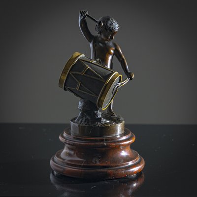 Small Sculpture of a Drumming Child, Late 19th Century, Bronze-VEI-2021313