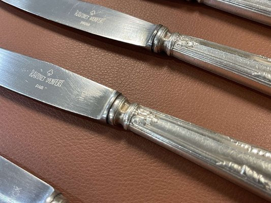 Small Silver Metal and Stainless Steel Knives from Paris Ravinet, Set of 12-QYF-1725339