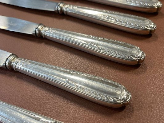 Small Silver Metal and Stainless Steel Knives from Paris Ravinet, Set of 12-QYF-1725339