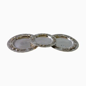 Small Silver Plated Plates from Augsburger, Sweden, 1900s, Set of 3-JKV-2023200