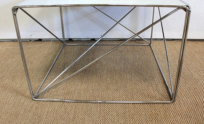 Small Sofa End Table in Chromed Metal by Max Sauze, 1970s-RVK-985007