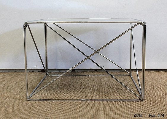 Small Sofa End Table in Chromed Metal by Max Sauze, 1970s-RVK-985007