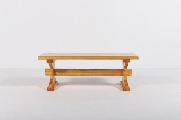 Small Solid Pine Bench Coffee Table, 1980s, Sweden-KMC-975274