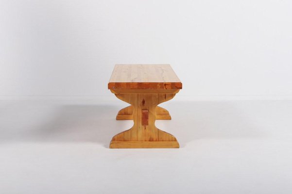 Small Solid Pine Bench Coffee Table, 1980s, Sweden-KMC-975274