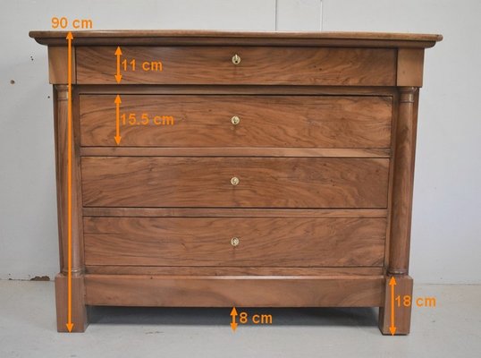 Small Solid Walnut Chest of Drawers, 1800s-RVK-904498