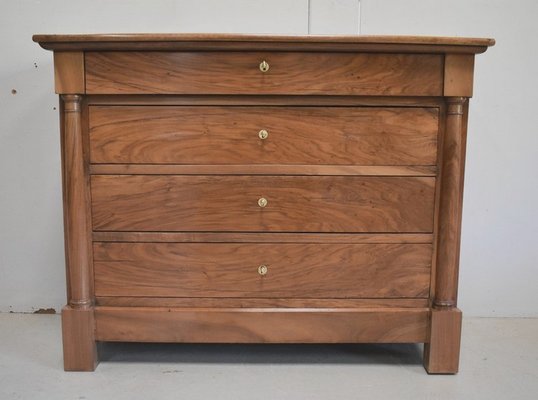 Small Solid Walnut Chest of Drawers, 1800s-RVK-904498