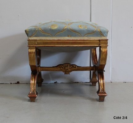 Small Square Giltwood Stool, Late 19th Century-RVK-924056