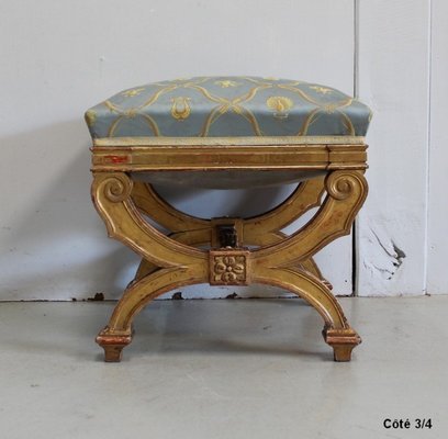 Small Square Giltwood Stool, Late 19th Century-RVK-924056