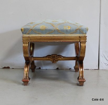 Small Square Giltwood Stool, Late 19th Century-RVK-924056