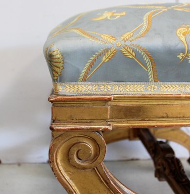 Small Square Giltwood Stool, Late 19th Century-RVK-924056