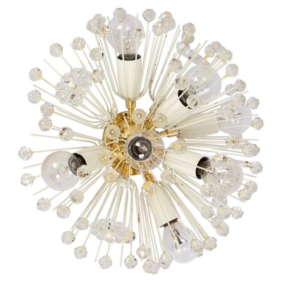 Small Starburst Brass and Crystal Flush Mount attributed to Emil Stejnar for Rupert Nikoll, Austria, 1960s-UGR-1757570