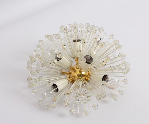 Small Starburst Brass and Crystal Flush Mount attributed to Emil Stejnar for Rupert Nikoll, Austria, 1960s-UGR-1757570