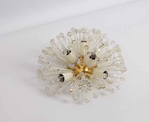 Small Starburst Brass and Crystal Flush Mount attributed to Emil Stejnar for Rupert Nikoll, Austria, 1960s-UGR-1757570