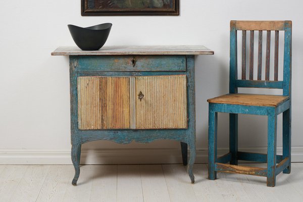 Small Swedish Rococo / Gustavian Blue Sideboard-MJF-1781058