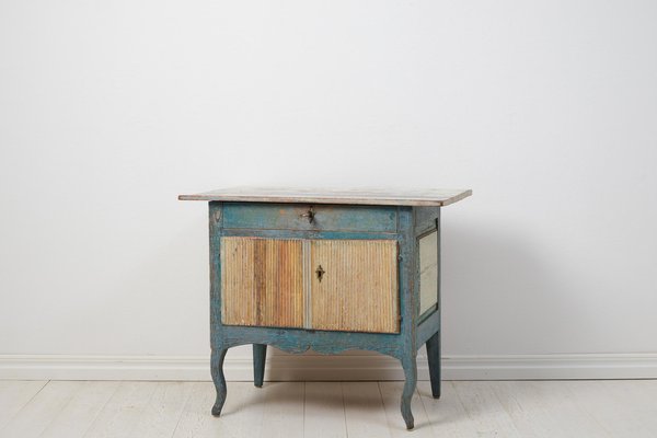 Small Swedish Rococo / Gustavian Blue Sideboard-MJF-1781058