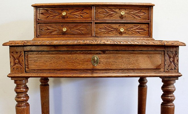 Small Tiered Child's Desk in Solid Oak, Late 19th Century-RVK-1009289