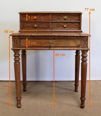 Small Tiered Child's Desk in Solid Oak, Late 19th Century-RVK-1009289