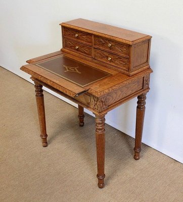 Small Tiered Child's Desk in Solid Oak, Late 19th Century-RVK-1009289