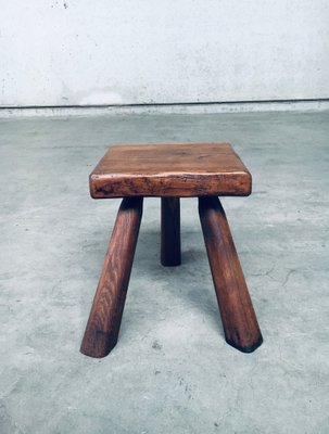 Small Tripod Oak Side Table / Stool, Belgium, 1950s-RQV-1761630