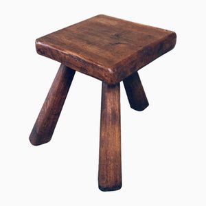 Small Tripod Oak Side Table / Stool, Belgium, 1950s-RQV-1761630