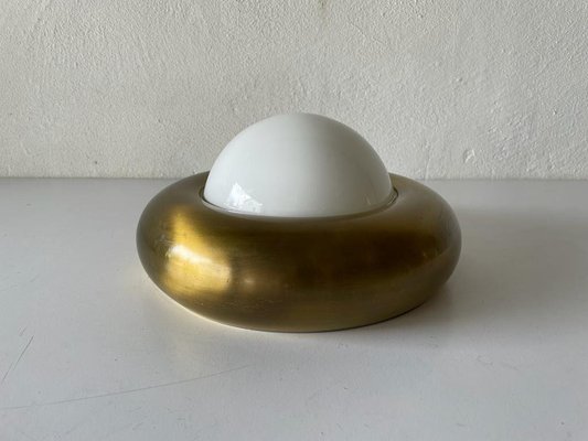 Small Ufo Opal Glass and Brass Sconce from Valenti, Italy, 1970s-RDS-1314396