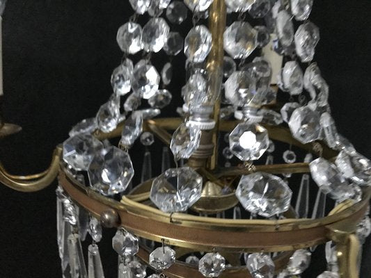 Small Vintage Crystal & Brass Cascade Chandelier, 1950s-WQQ-1384534