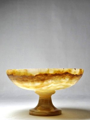 Small Vintage Honey Onyx Footed Bowl 60s Italy-GRD-2020157