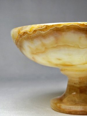 Small Vintage Honey Onyx Footed Bowl 60s Italy-GRD-2020157