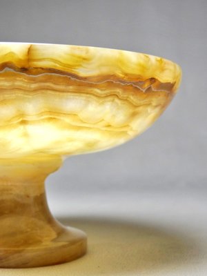 Small Vintage Honey Onyx Footed Bowl 60s Italy-GRD-2020157