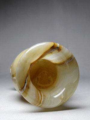 Small Vintage Italian Baluster Vase in Honey Onyx, 1960s-GRD-2021842