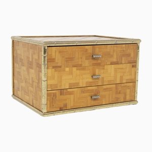 Small Vintage Italian Rattan and Brass Dresser-RCE-1338310