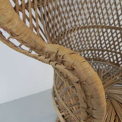 Small Vintage Rattan & Bamboo Emmanuelle Chair-TL-1210329