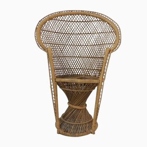 Small Vintage Rattan & Bamboo Emmanuelle Chair-TL-1210329