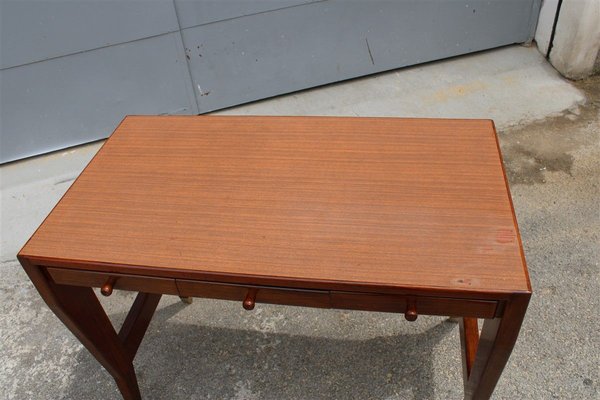 Small Vintage Walnut Desk with Laminated Top & Brass Tips by Gio Ponti-EH-914221