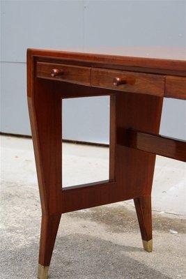 Small Vintage Walnut Desk with Laminated Top & Brass Tips by Gio Ponti-EH-914221