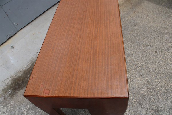 Small Vintage Walnut Desk with Laminated Top & Brass Tips by Gio Ponti-EH-914221