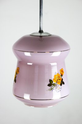 Small Violet Glass Pendant Lamp from EMI, 1940s-HGJ-712513