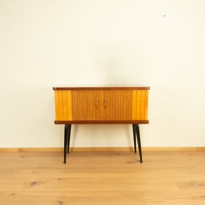 Small Walnut Chest of Drawers with Vertical Decorative Stripes, 1960s-PRK-2004537