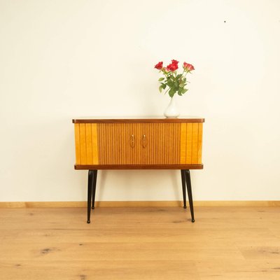 Small Walnut Chest of Drawers with Vertical Decorative Stripes, 1960s-PRK-2004537