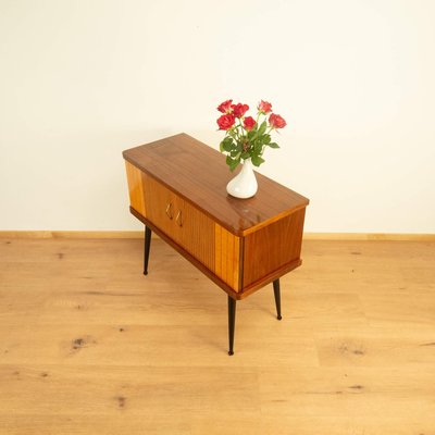 Small Walnut Chest of Drawers with Vertical Decorative Stripes, 1960s-PRK-2004537