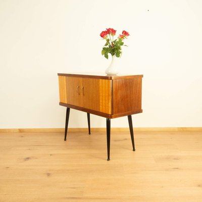 Small Walnut Chest of Drawers with Vertical Decorative Stripes, 1960s-PRK-2004537