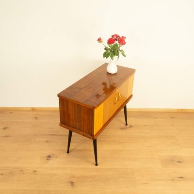 Small Walnut Chest of Drawers with Vertical Decorative Stripes, 1960s-PRK-2004537