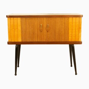 Small Walnut Chest of Drawers with Vertical Decorative Stripes, 1960s-PRK-2004537