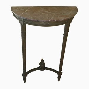 Small Wooden and Marble Console Table-TEP-1234659