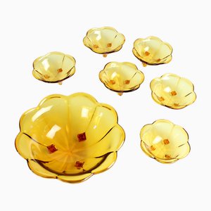 Smaller Bowls in Amber Glass from Borske Sklo, 1960s, Set of 6-UL-1731537