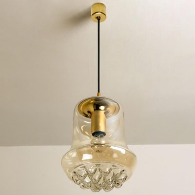 Smoked Brown Glass and Brass Pendant Lights attributed to Peill & Putzler, 1960s, Set of 2-VDW-1419005